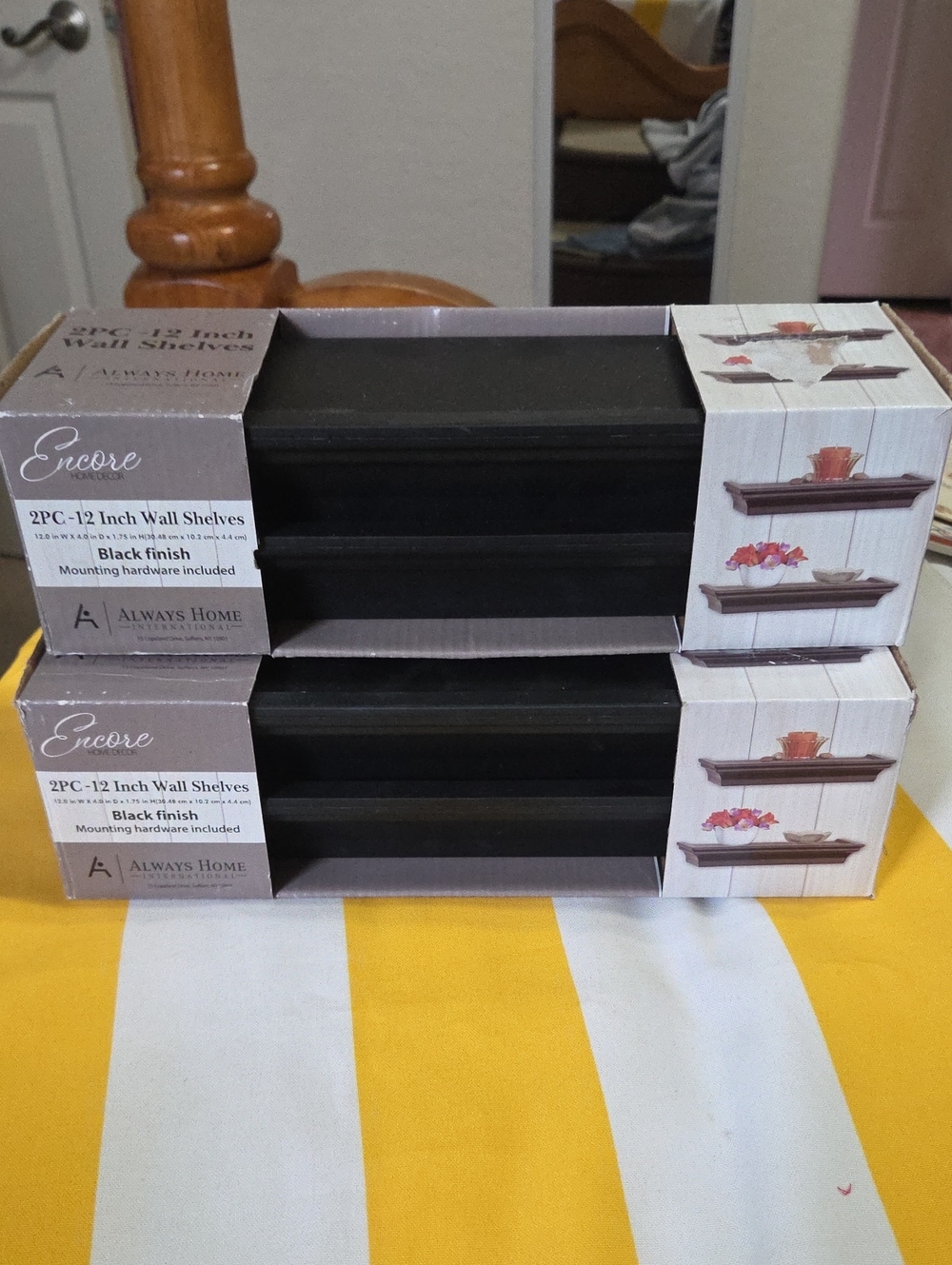 Encore Black 12” Wall Shelves Set of 4 Floating Display Shelves New in Box